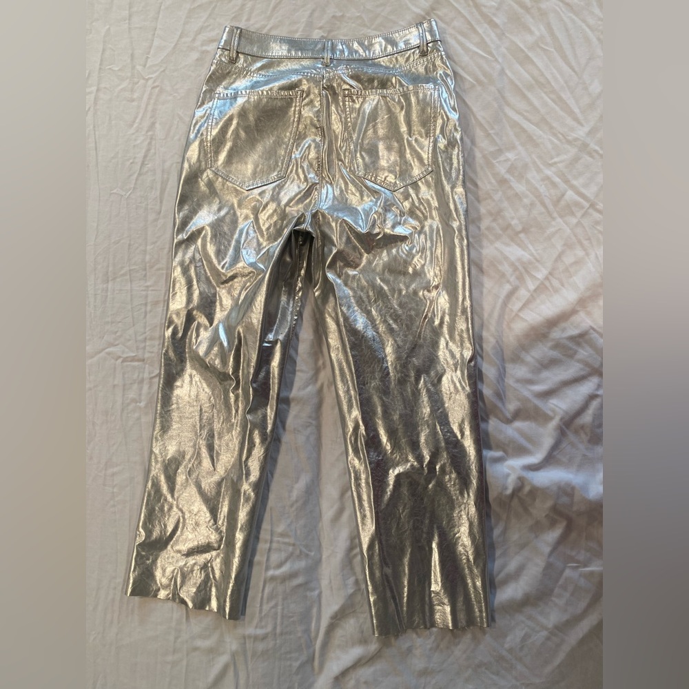 Flattering silver pleather pants